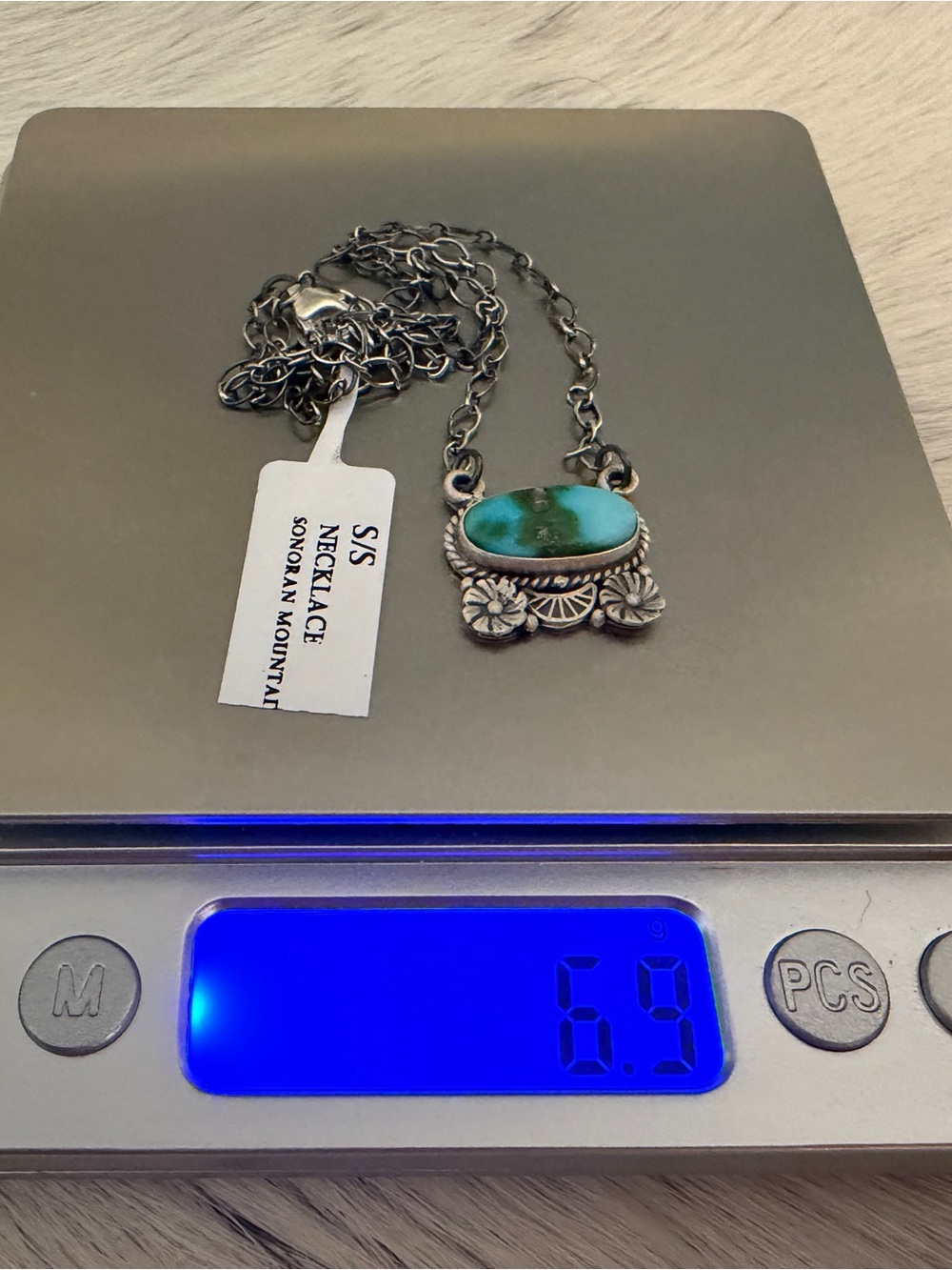 ❤️ Sonoran Mountain Turquoise Adjustable Decorative Necklace Pendant Sterling - Picture 8 of 17